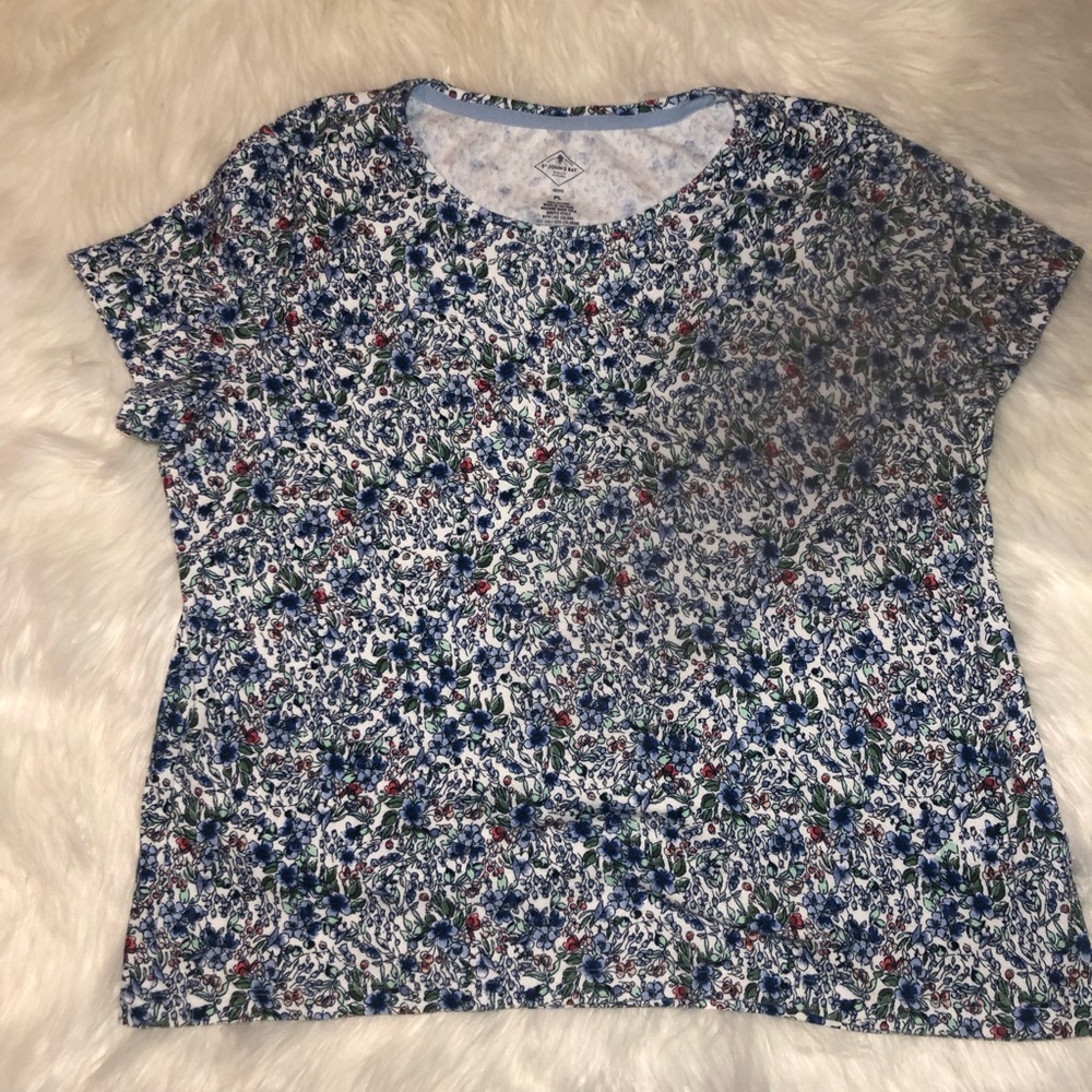 St. John’s Bay Women’s PL Floral 100% Cotton Spring Short Sleeve Top